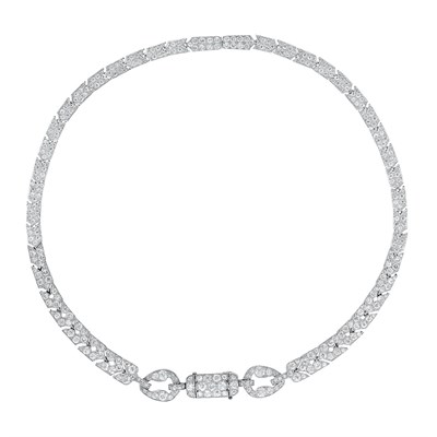 Lot 557 - Art Deco Platinum and Diamond Necklace, Cartier