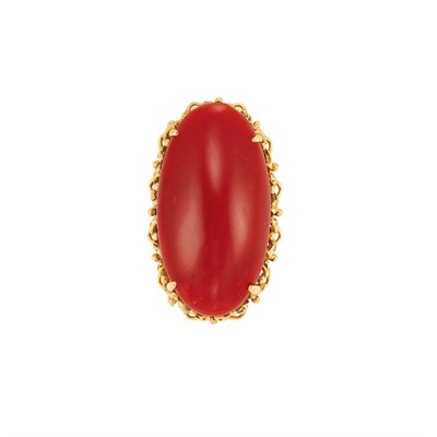 Lot 300 - Gold and Oxblood Coral Ring