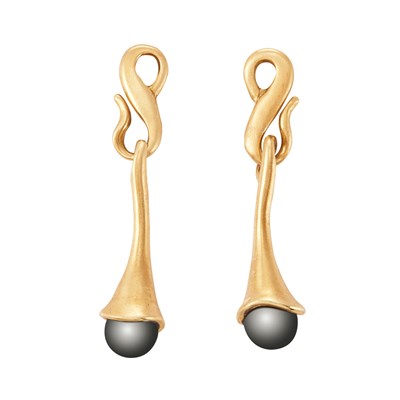 Lot 310 - Pair of Gold and Hematite Pendant-Earrings, Angela Cummings