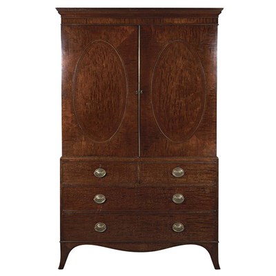 Lot 358A - George III Rosewood Banded Mahogany Linen...