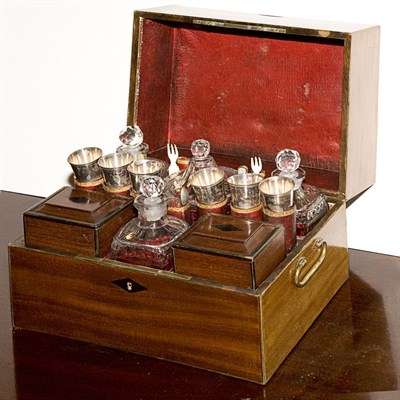 Lot 308 - Georgian Style Brass Bound Mahogany Liqueur Box