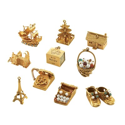 Lot 638 - Group of Gold Charms