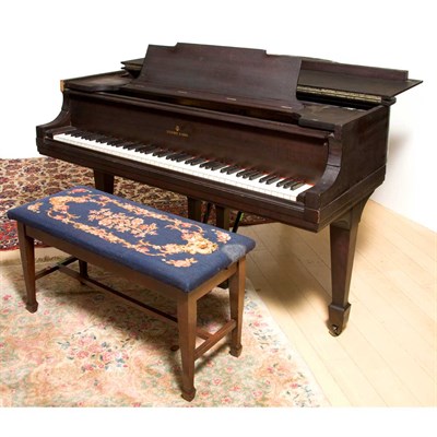 Lot 103 - Steinway & Sons Mahogany Baby Grand Piano...
