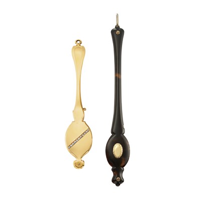 Lot 27 - Two Antique Gold, Low Kt. Gold, Diamond and Tortoise Shell Lorgnettes