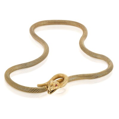 Lot 348 - Antique Gold Snake Chain Necklace