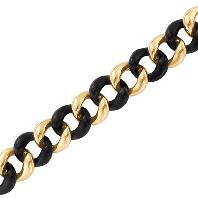 Lot 248 - Gold and Wood Curb Link Bracelet