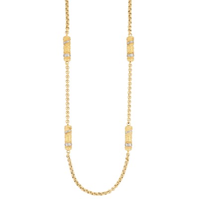 Lot 399 - Long Gold and Platinum Chain Necklace, Henry Dunay
