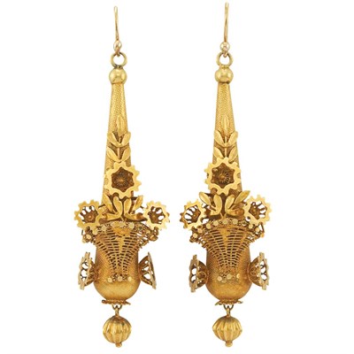 Lot 30 - Pair of Antique Gold Pendant-Earrings
