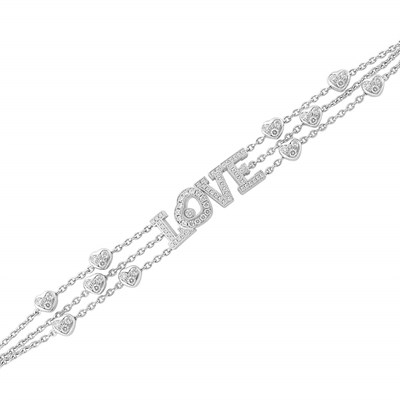 Lot 43 - Triple Strand White Gold and Diamond Happy Diamond Love Bracelet, Chopard
