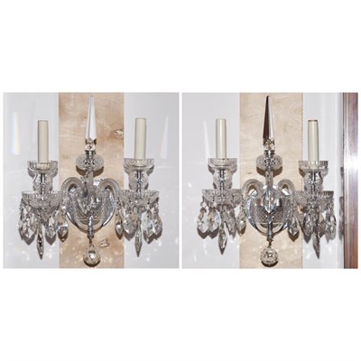Lot 311 - Pair of George III Style Glass Two-Light...