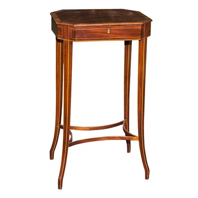 Lot 515A - Regency Mahogany Sewing Table The hinged...
