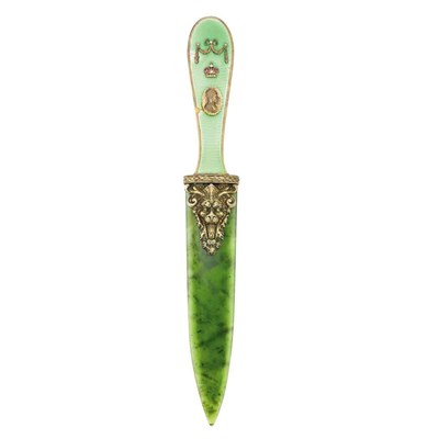 Lot 270 - Russian Silver Guilloche Enameled and Nephrite...