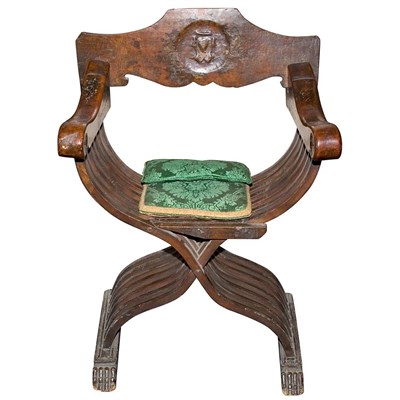 Lot 134A - Italian Renaissance Style Walnut Savonarola Chair