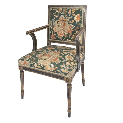 Lot 379A - Louis XV Painted and Parcel Gilt Fauteuil a la...