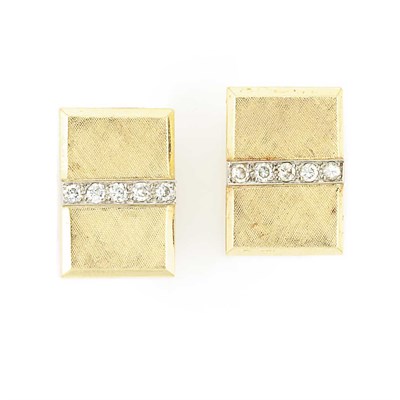 Lot 59 - Pair of Gold and Diamond Earclips