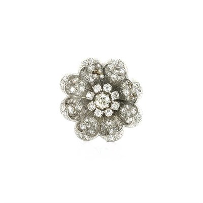 Lot 686 - White Gold and Diamond Flower Ring
