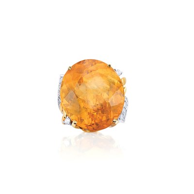 Lot 206 - Gold, Citrine and Diamond Ring