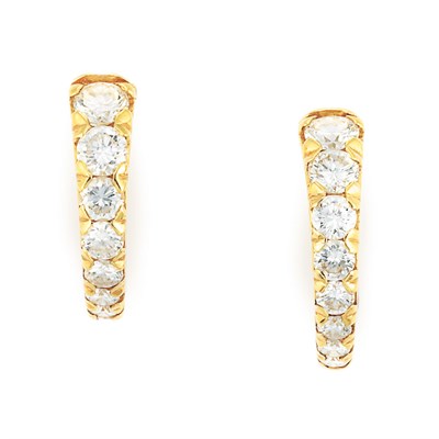 Lot 12 - Pair of Gold and Diamond Hoop Earrings, Oscar Heyman Brothers