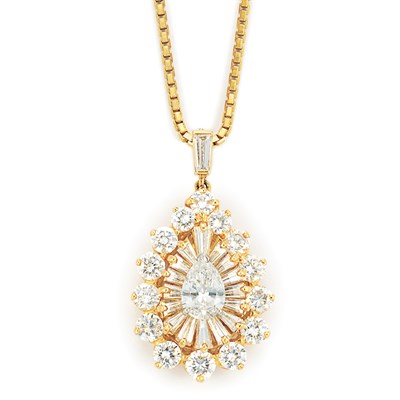 Lot 726 - Gold and Diamond Pendant, Oscar Heyman Bros., with Chain