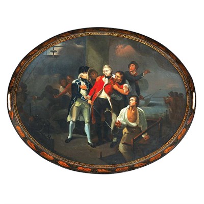 Lot 368 - George III Tole Painted Tray on Stand Probably...