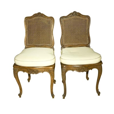 Lot 238 - Pair of Louis XV Walnut Chaises a la Reine Mid...