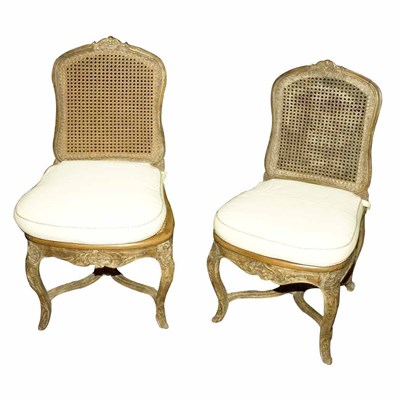 Lot 237 - Pair of Louis XV Walnut Chaises a la Reine Mid...