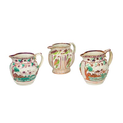 Lot 195 - Pair of Staffordshire Copper Lustre Pottery...