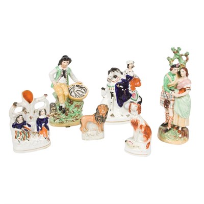 Lot 224 - Group of Eleven Staffordshire Pottery Figures...