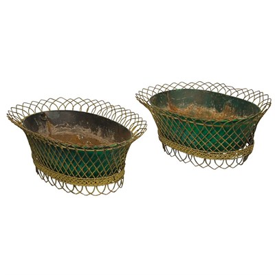 Lot 254 - Pair of Victorian Tole and Wire Jardinieres...
