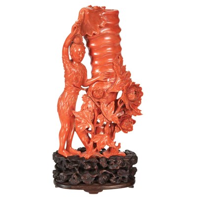 Lot 675 - Chinese Coral Figural Group 19th Century...