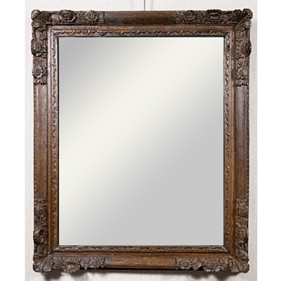 Lot 138 - Carved Walnut Mirror Height 37 inches, width...