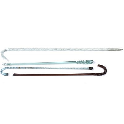 Lot 316 - Group of Three Glass Canes Comprising a pale...