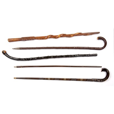 Lot 310 - Group of Four Wood Walking Sticks Comprising...