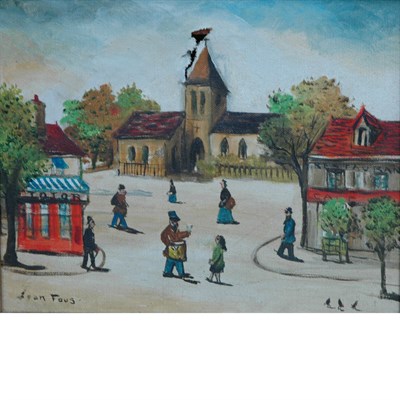 Lot 15 - Jean Fous French, 1901-1971 A Village Square...