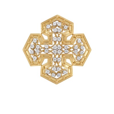 Lot 369 - Gold and Diamond Maltese Cross Pendant-Brooch, Tiffany & Co.