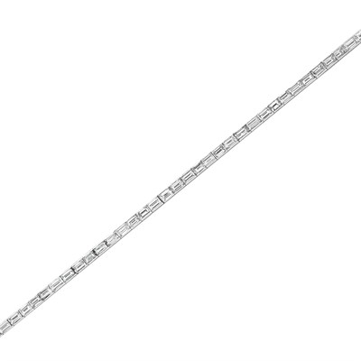 Lot 156 - Platinum and Diamond Straightline Bracelet