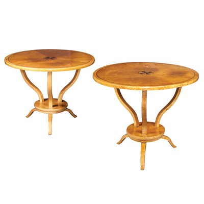 Lot 453 - Pair of Biedermeier Style Marquetry Inlaid...