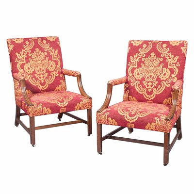 Lot 428 - Pair of George III Mahogany Library Armchairs...