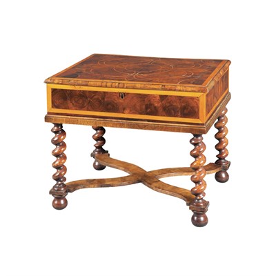 Lot 303 - William and Mary Oyster Veneered Box on Stand...