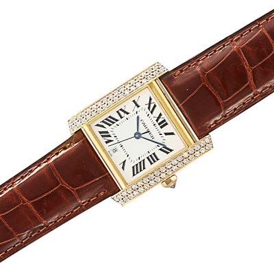 Lot 244 - Gold and Diamond Wristwatch, Cartier