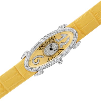 Lot 207 - Stainless Steel, Mother-of-Pearl and Diamond Wristwatch, Lunita