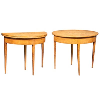 Lot 461 - Pair of Biedermeier Birch Fold-Over Game...