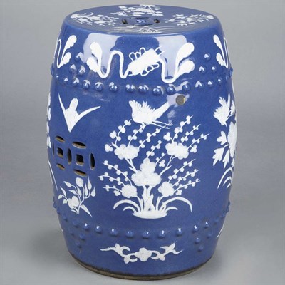 Lot 335 - Chinese Blue Glazed Porcelain Garden Seat Late...