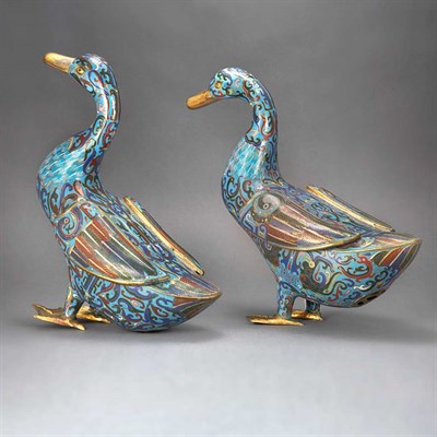 Lot 228 - Pair of Chinese Cloisonne Ducks 19th/20th...