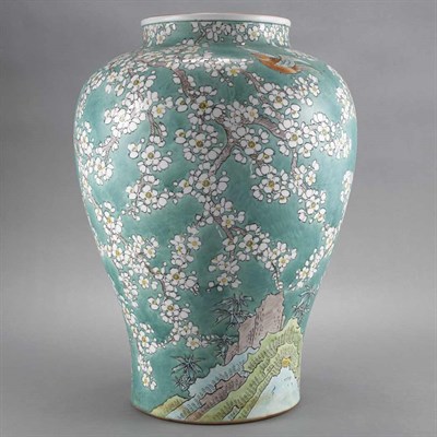 Lot 411 - Chinese Famille Verte Glazed Porcelain Meiping...