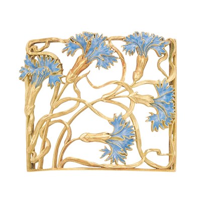 Lot 497 - Art Nouveau Gold and Enamel Neck Plaque