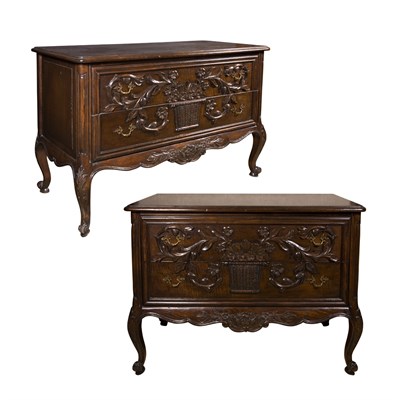 Lot 330 - Pair of Louis XVI Style Walnut Commodes Height...