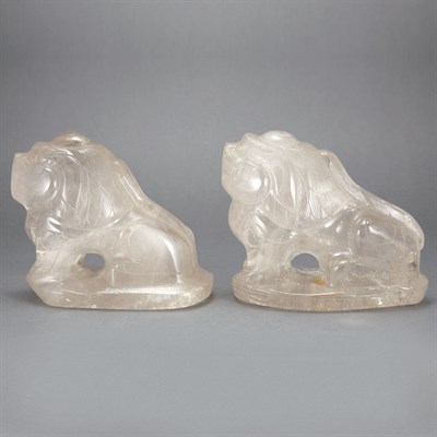 Lot 456 - Pair of Chinese Rock Crystal Lions 19th...