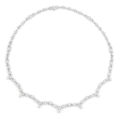 Lot 531 - Platinum and Diamond Floret Necklace, Adler