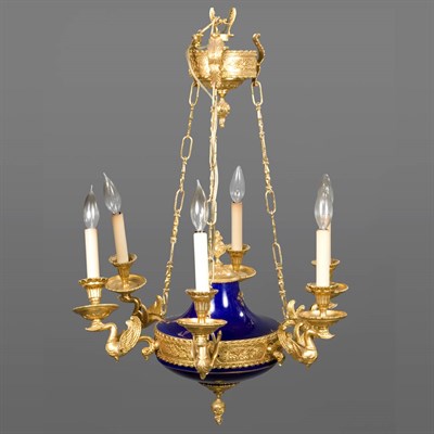 Lot 366 - Empire Style Gilt-Metal and Cobalt Glazed...